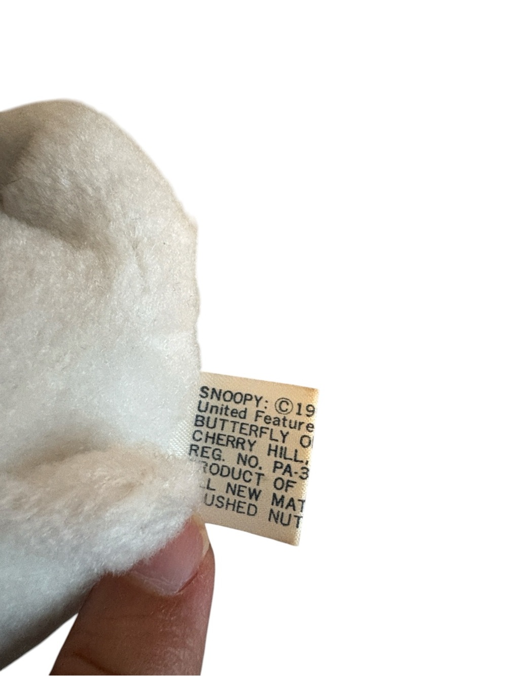 Vintage Butterfly Originals Snoopy Bean Bag Plush White and Black 5” - Picture 7 of 8